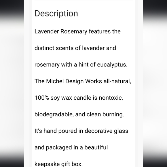 NWT very elegant Michel design works 6.5 oz soy candle lavender rosemary - Picture 6 of 8
